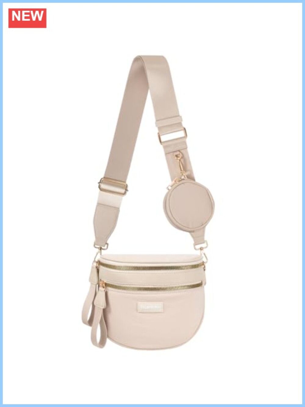 Nylon Crossbody Bag for Women with Coin Purse Wide Strap Travel Bum Bag